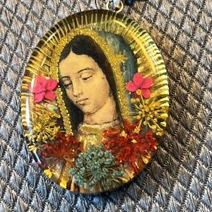 Sterling Silver Virgin Mary Jesus Reversible Necklace